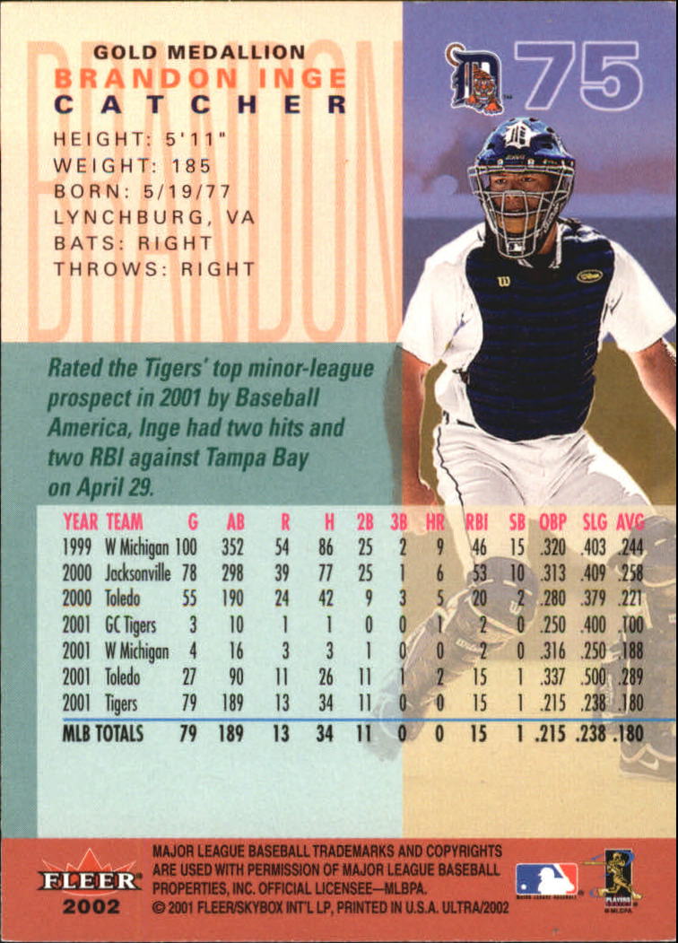 2002 Ultra (Fleer) Baseball "Gold Medallion" Parallel Cards - Picture 71 of 201