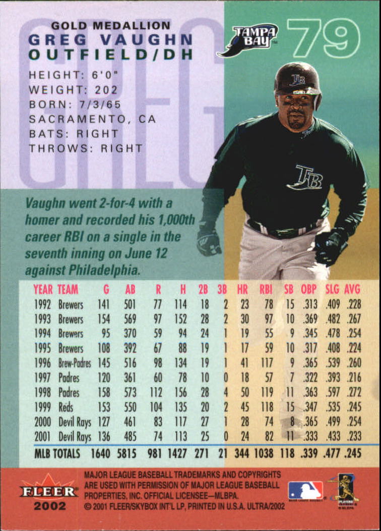 2002 Ultra (Fleer) Baseball "Gold Medallion" Parallel Cards - Picture 75 of 201