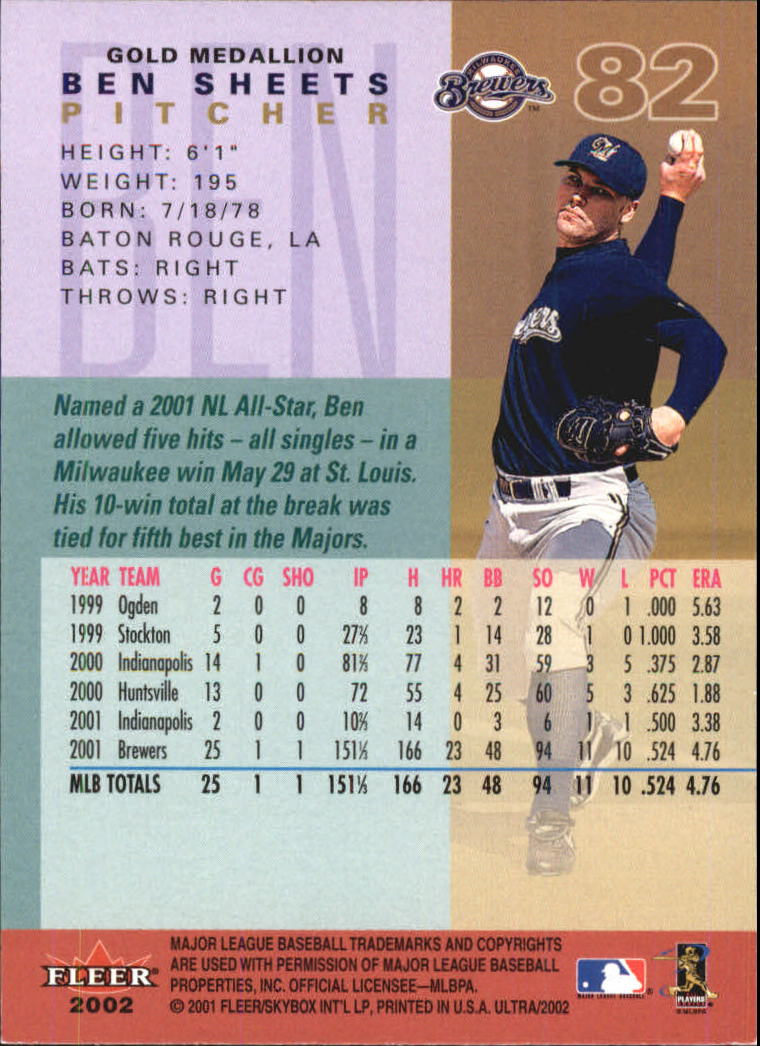 2002 Ultra (Fleer) Baseball "Gold Medallion" Parallel Cards - Picture 79 of 201