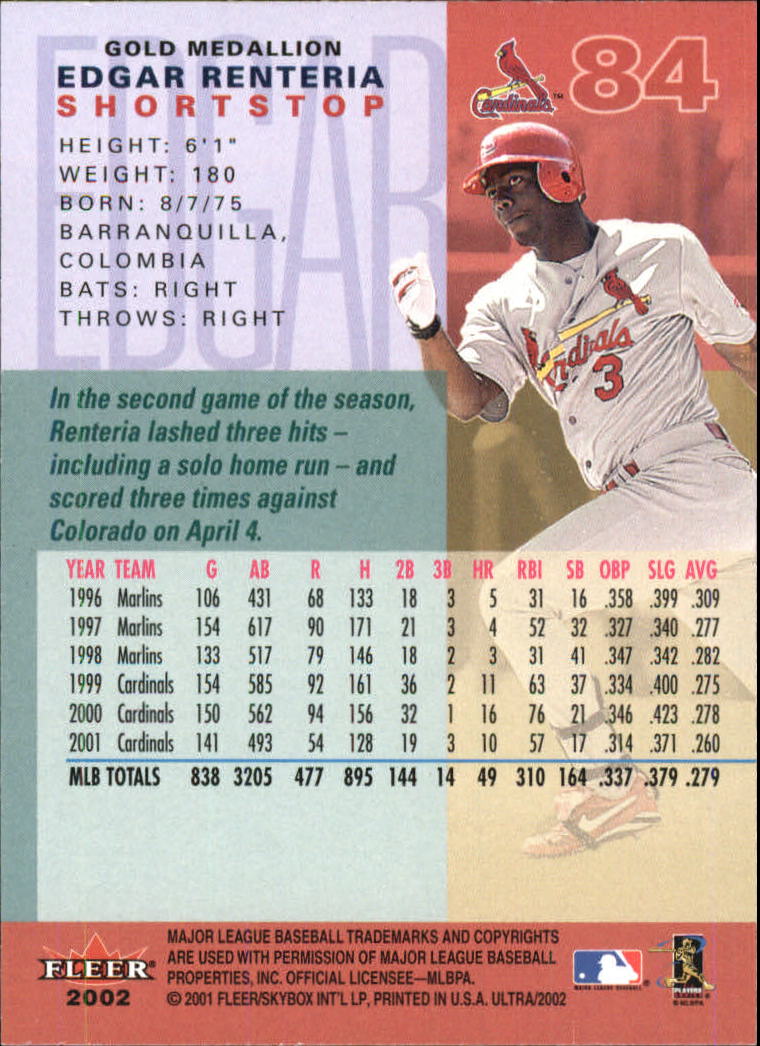 2002 Ultra (Fleer) Baseball "Gold Medallion" Parallel Cards - Picture 81 of 201