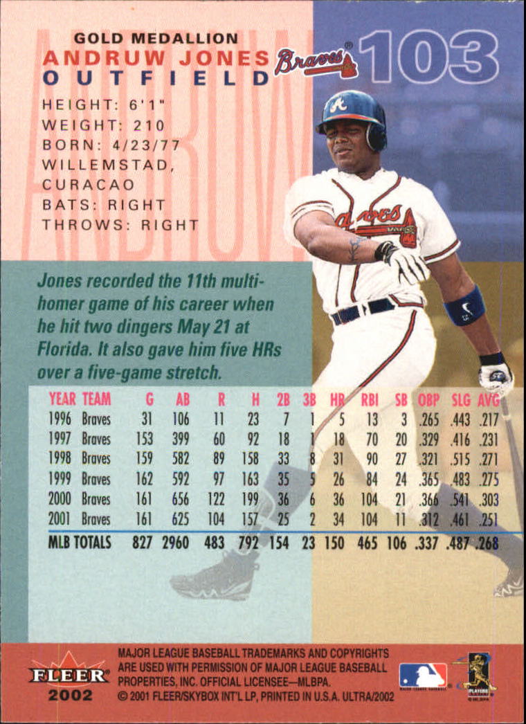 2002 Ultra (Fleer) Baseball "Gold Medallion" Parallel Cards - Picture 91 of 201