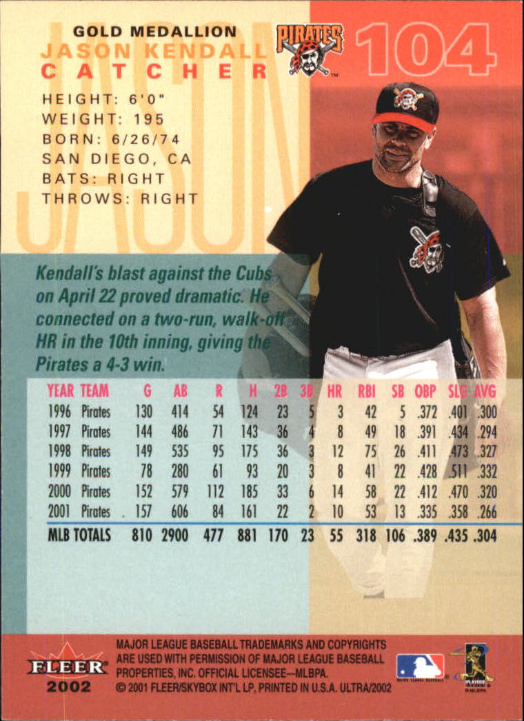 2002 Ultra (Fleer) Baseball "Gold Medallion" Parallel Cards - Picture 93 of 201