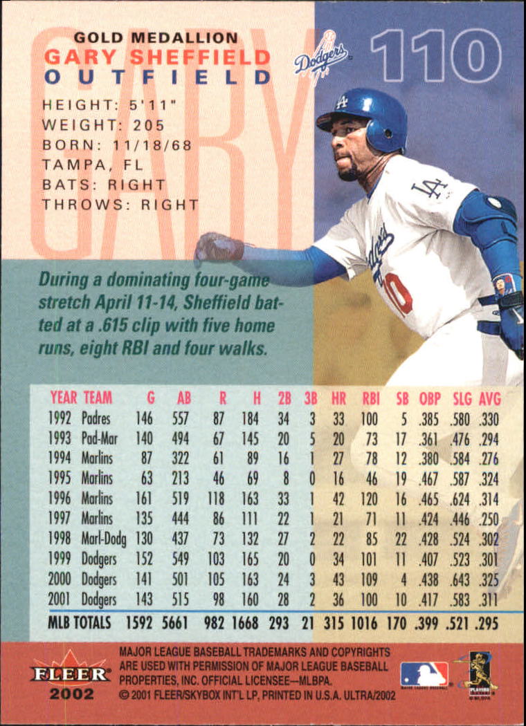 2002 Ultra (Fleer) Baseball "Gold Medallion" Parallel Cards - Picture 99 of 201