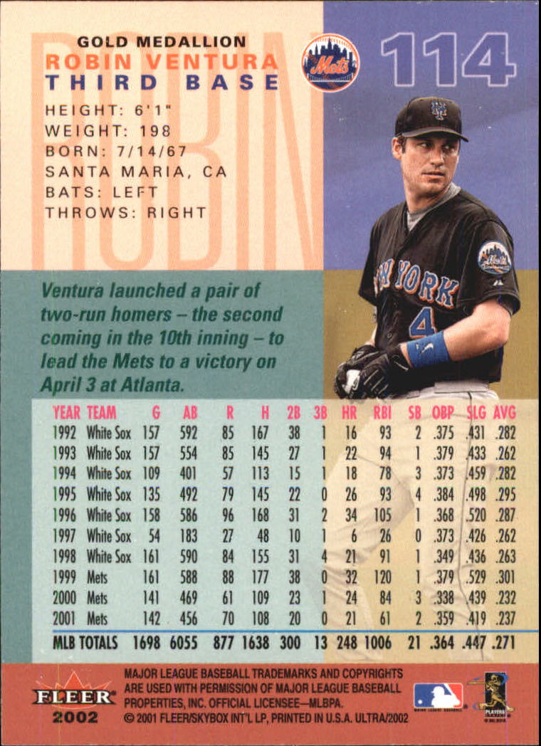 2002 Ultra (Fleer) Baseball "Gold Medallion" Parallel Cards - Picture 101 of 201