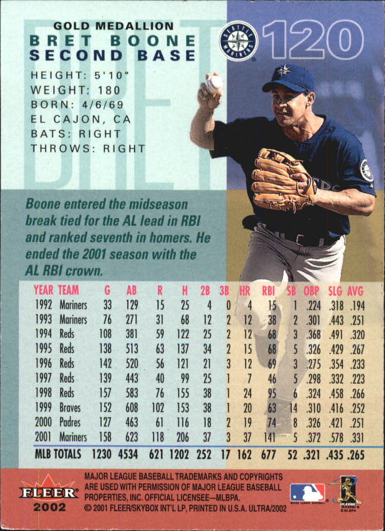 2002 Ultra (Fleer) Baseball "Gold Medallion" Parallel Cards - Picture 109 of 201