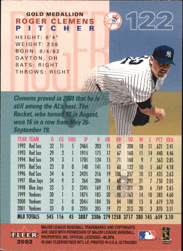 2002 Ultra (Fleer) Baseball "Gold Medallion" Parallel Cards - Picture 111 of 201