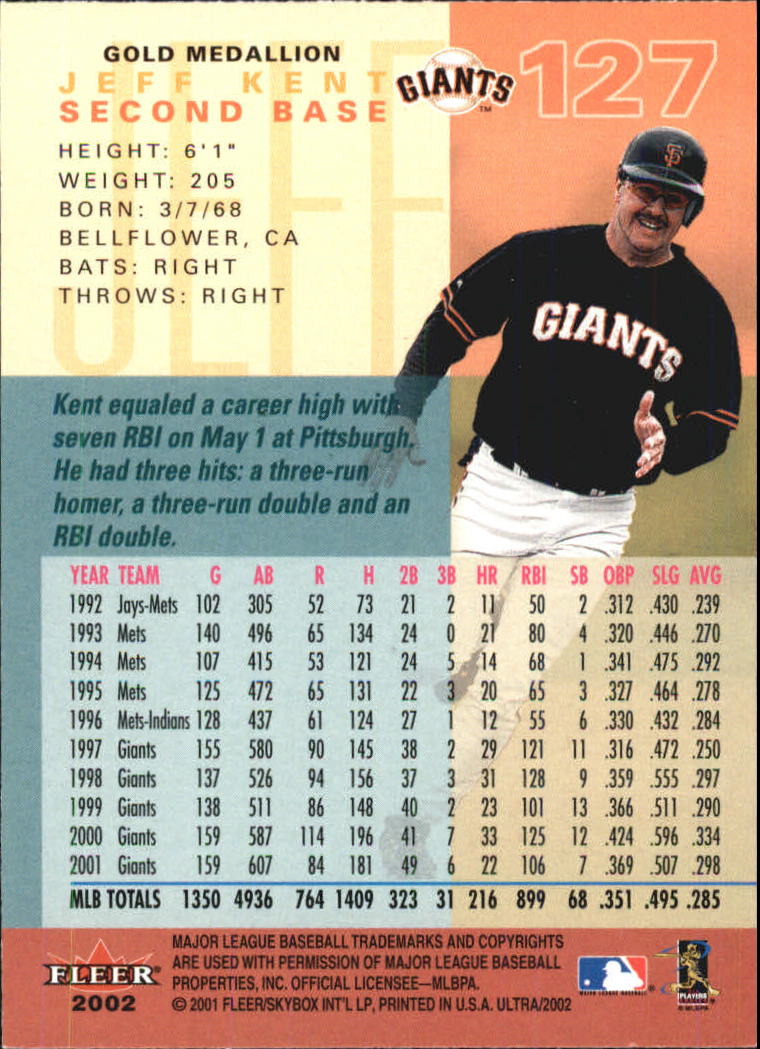 2002 Ultra (Fleer) Baseball "Gold Medallion" Parallel Cards - Picture 115 of 201