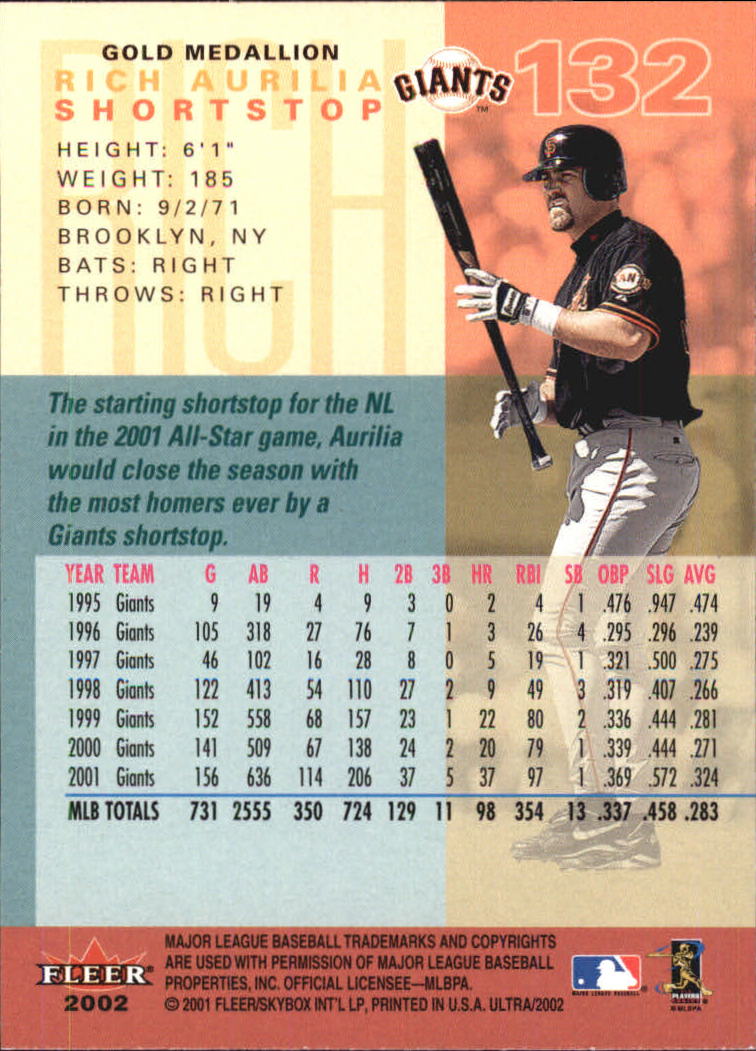2002 Ultra (Fleer) Baseball "Gold Medallion" Parallel Cards - Picture 123 of 201