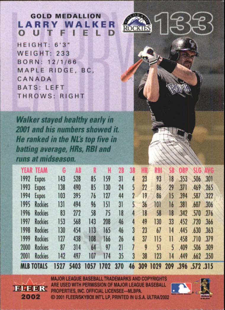 2002 Ultra (Fleer) Baseball "Gold Medallion" Parallel Cards - Picture 125 of 201