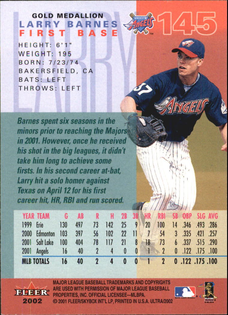 2002 Ultra (Fleer) Baseball "Gold Medallion" Parallel Cards - Picture 131 of 201