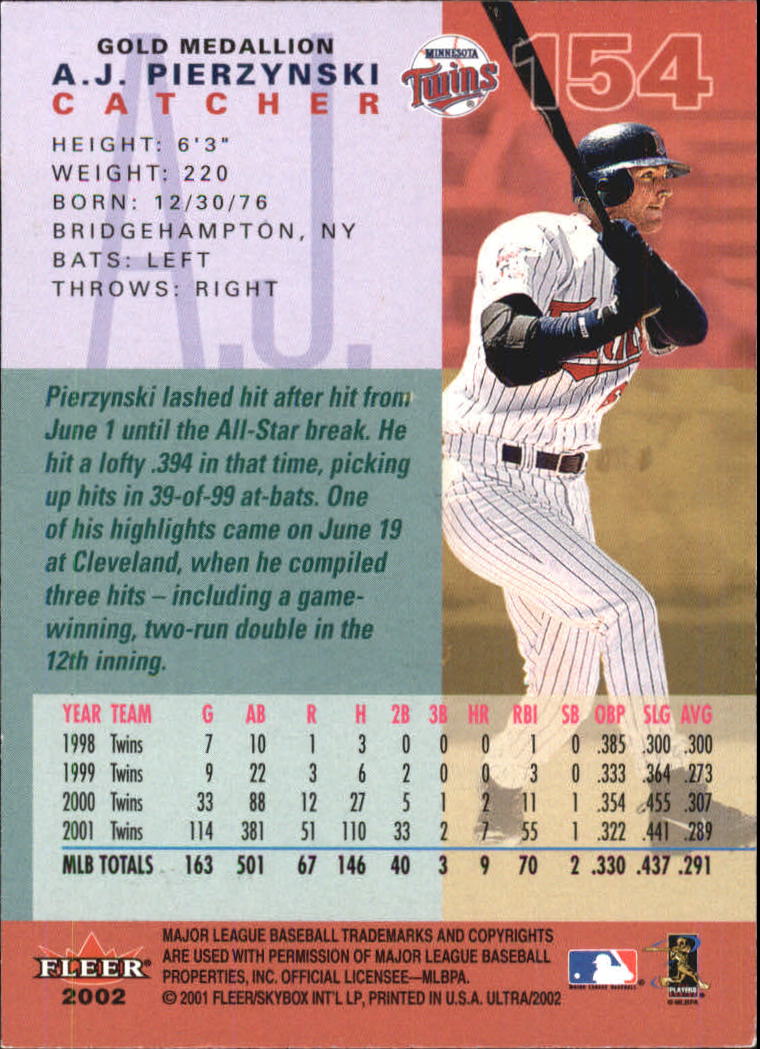 2002 Ultra (Fleer) Baseball "Gold Medallion" Parallel Cards - Picture 137 of 201