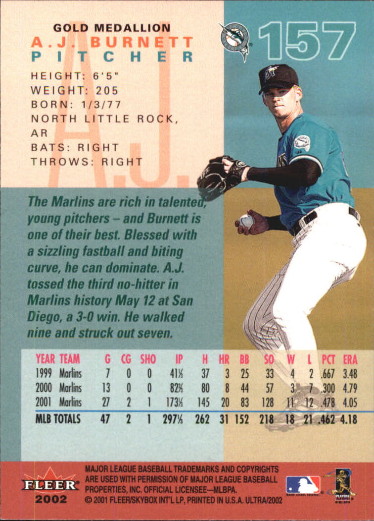 2002 Ultra (Fleer) Baseball "Gold Medallion" Parallel Cards - Picture 139 of 201