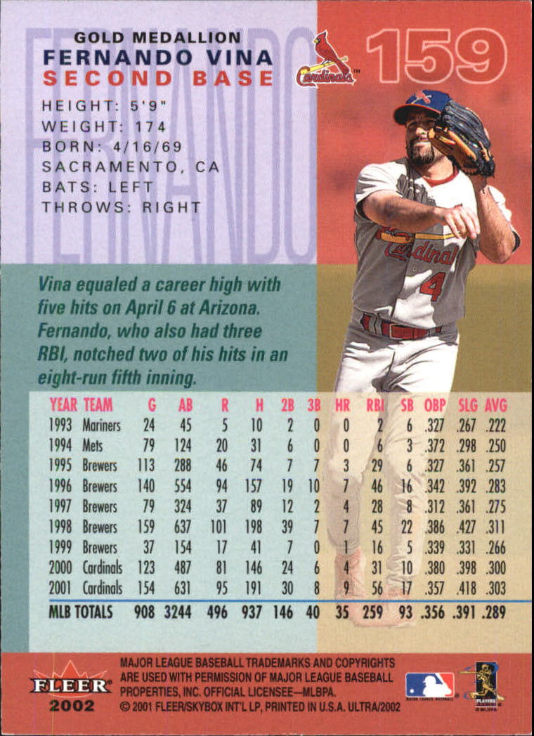 2002 Ultra (Fleer) Baseball "Gold Medallion" Parallel Cards - Picture 143 of 201