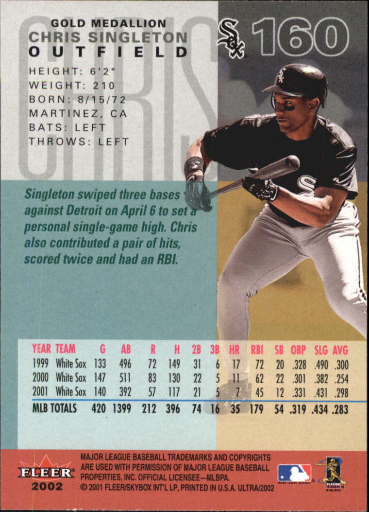 2002 Ultra (Fleer) Baseball "Gold Medallion" Parallel Cards - Picture 145 of 201