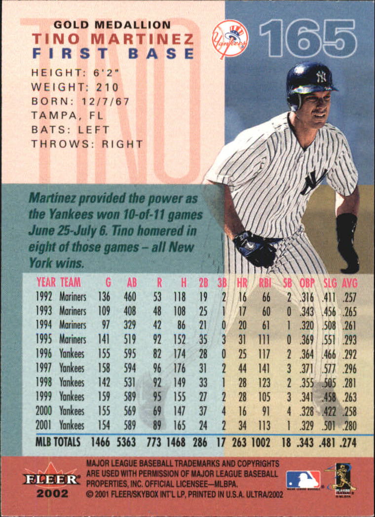2002 Ultra (Fleer) Baseball "Gold Medallion" Parallel Cards - Picture 151 of 201