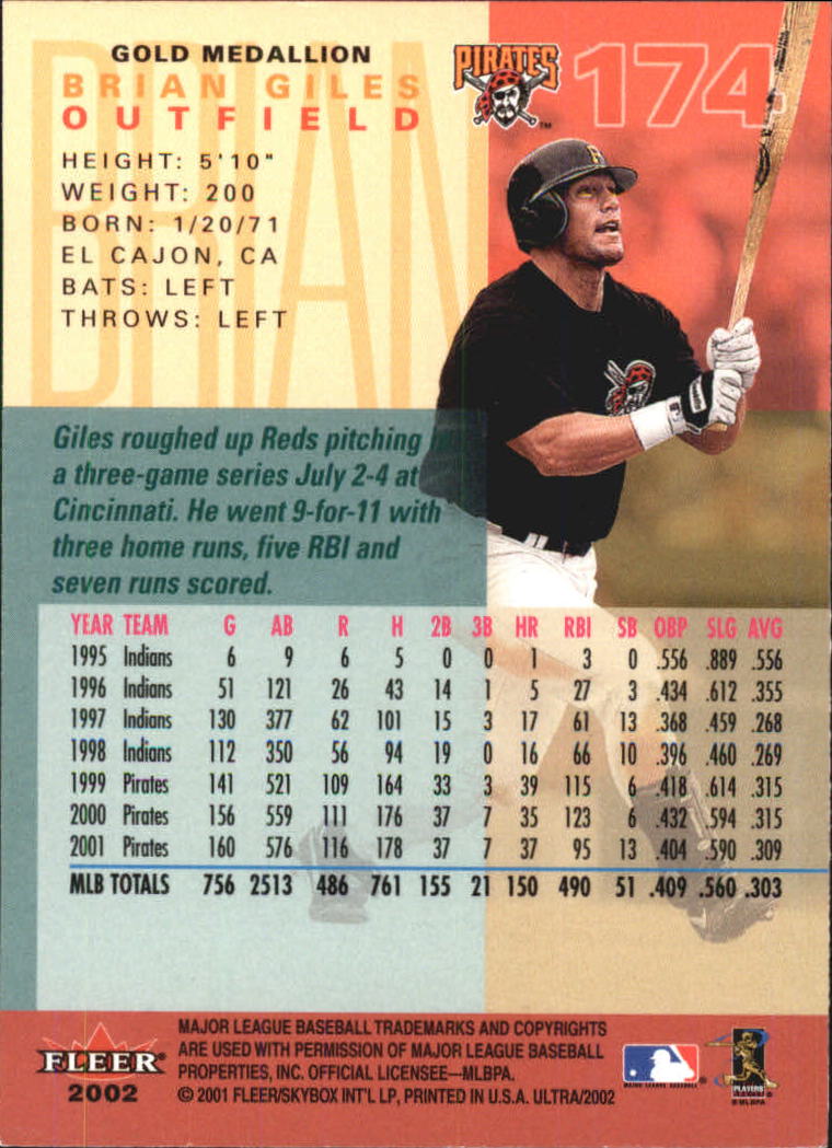 2002 Ultra (Fleer) Baseball "Gold Medallion" Parallel Cards - Picture 159 of 201