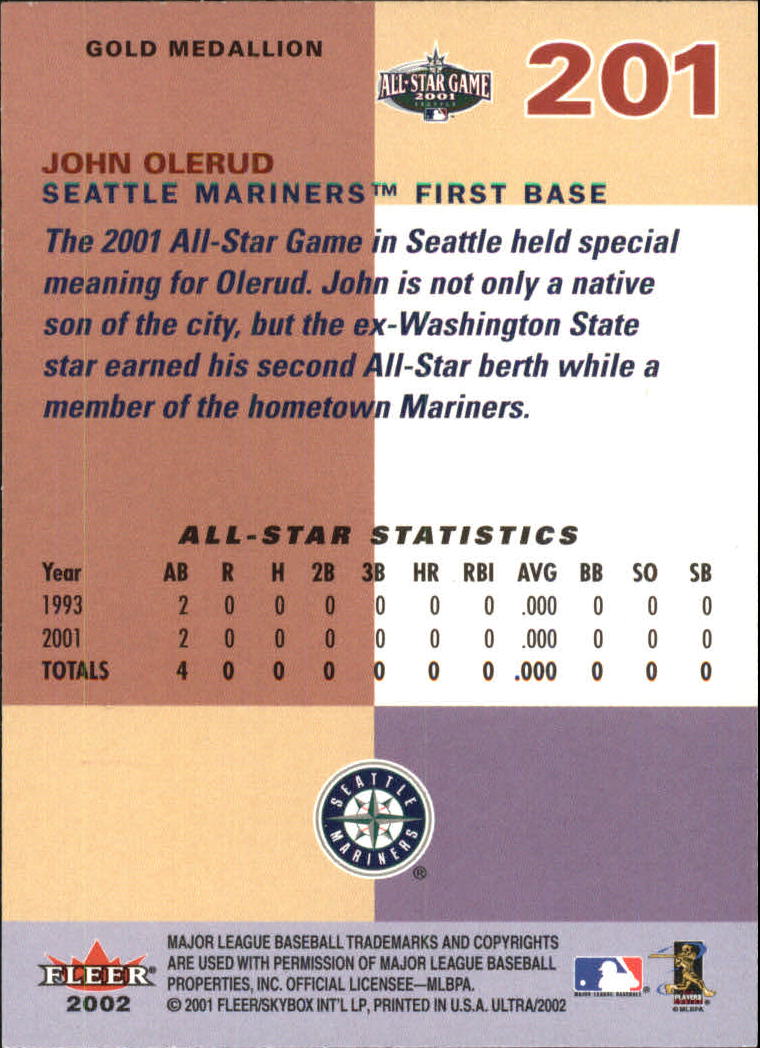 2002 Ultra (Fleer) Baseball "Gold Medallion" Parallel Cards - Picture 179 of 201