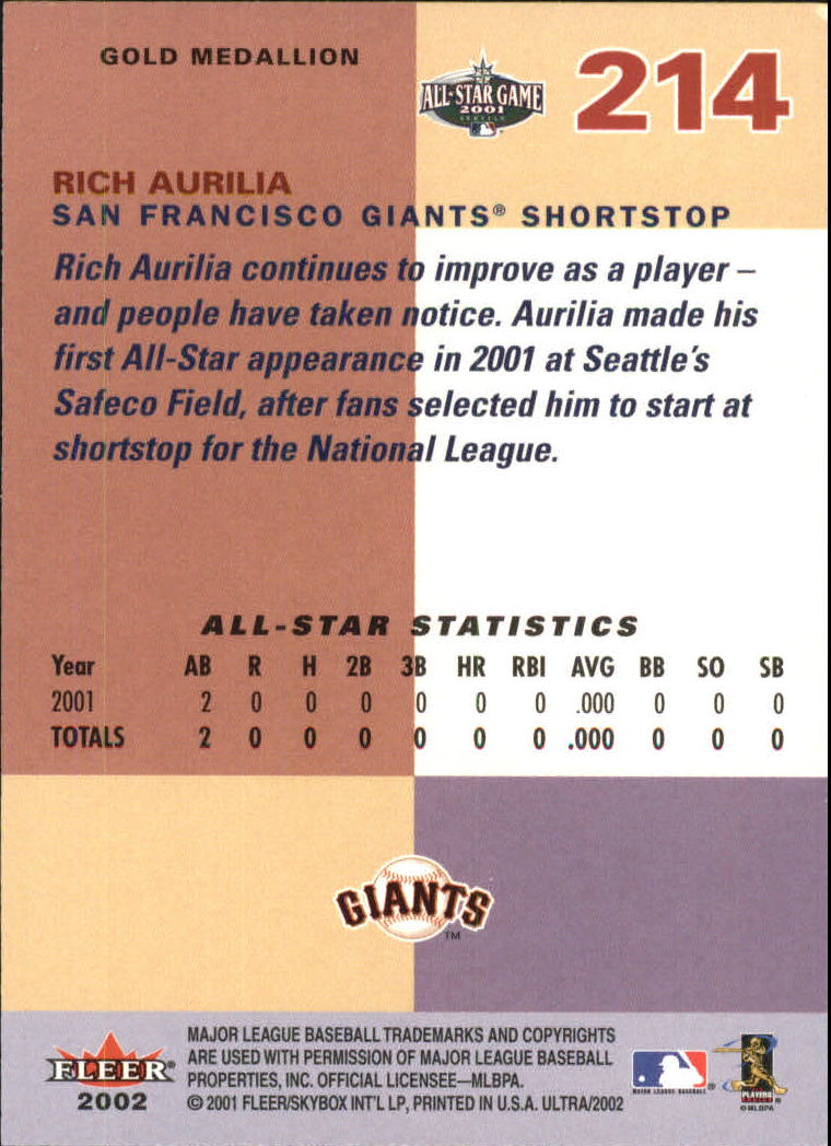 2002 Ultra (Fleer) Baseball "Gold Medallion" Parallel Cards - Picture 183 of 201
