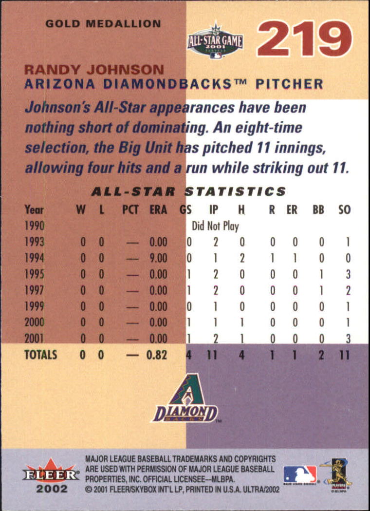 2002 Ultra (Fleer) Baseball "Gold Medallion" Parallel Cards - Picture 185 of 201