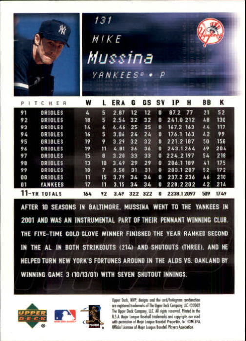 2002 Upper Deck MVP Baseball Card Pick