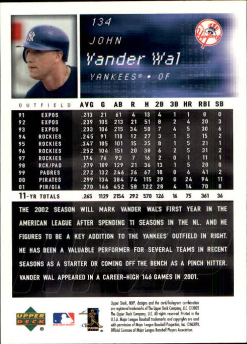 2002 Upper Deck MVP Baseball Card Pick