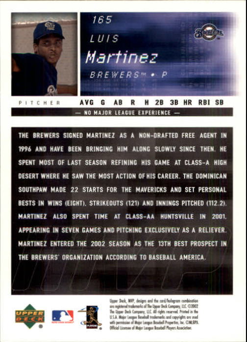 2002 Upper Deck MVP Baseball Card Pick