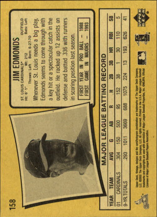 2002 Upper Deck Vintage Baseball Card Pick - Picture 93 of 352