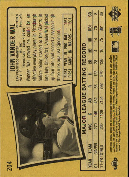 2002 Upper Deck Vintage Baseball Card Pick - Picture 177 of 352