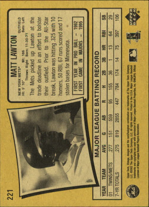 2002 Upper Deck Vintage Baseball Card Pick - Picture 208 of 352