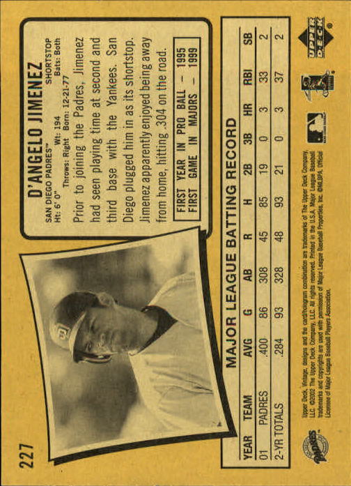 2002 Upper Deck Vintage Baseball Card Pick - Picture 220 of 352