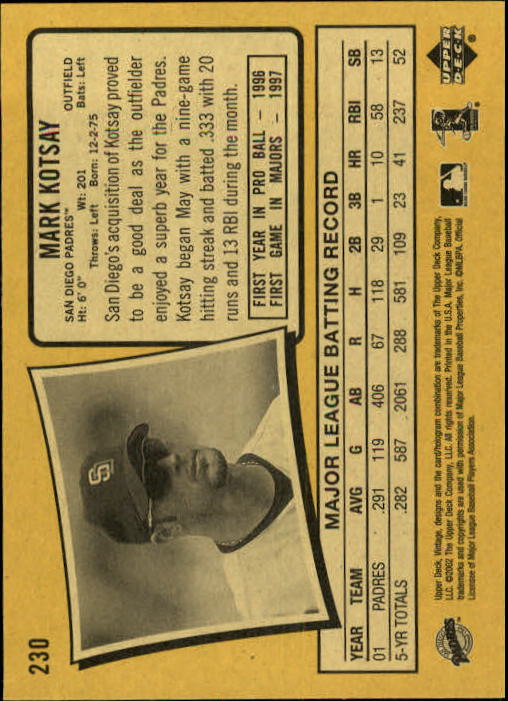 2002 Upper Deck Vintage Baseball Card Pick - Picture 226 of 352