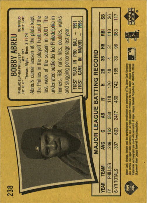 2002 Upper Deck Vintage Baseball Card Pick - Picture 242 of 352