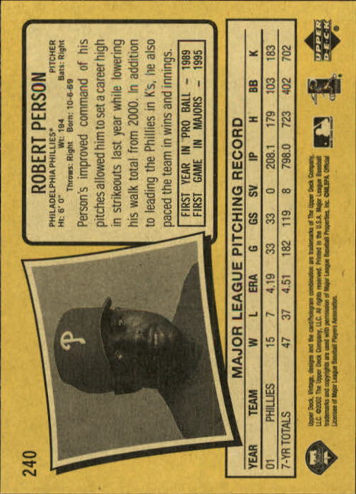 2002 Upper Deck Vintage Baseball Card Pick - Picture 246 of 352