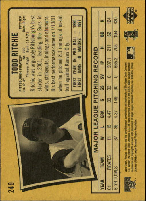 2002 Upper Deck Vintage Baseball Card Pick - Picture 262 of 352