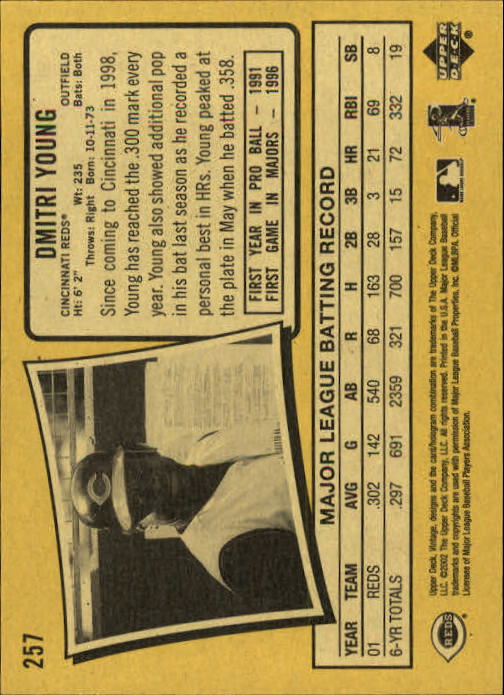 2002 Upper Deck Vintage Baseball Card Pick - Picture 274 of 352