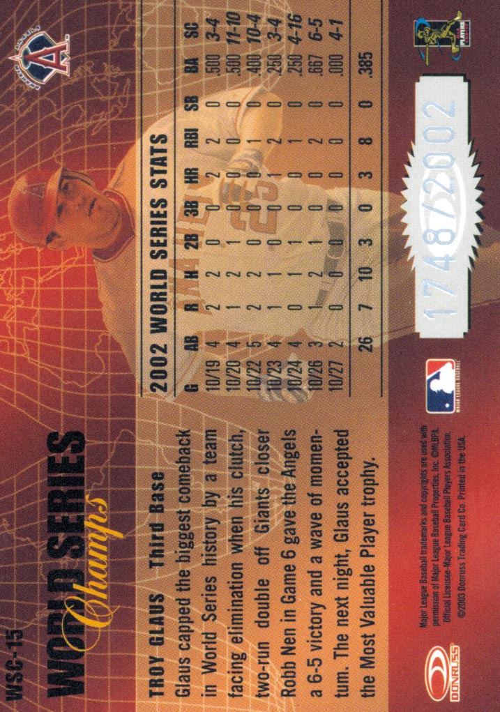 2003 Donruss Champions Baseball "Insert" Cards - Picture 69 of 69