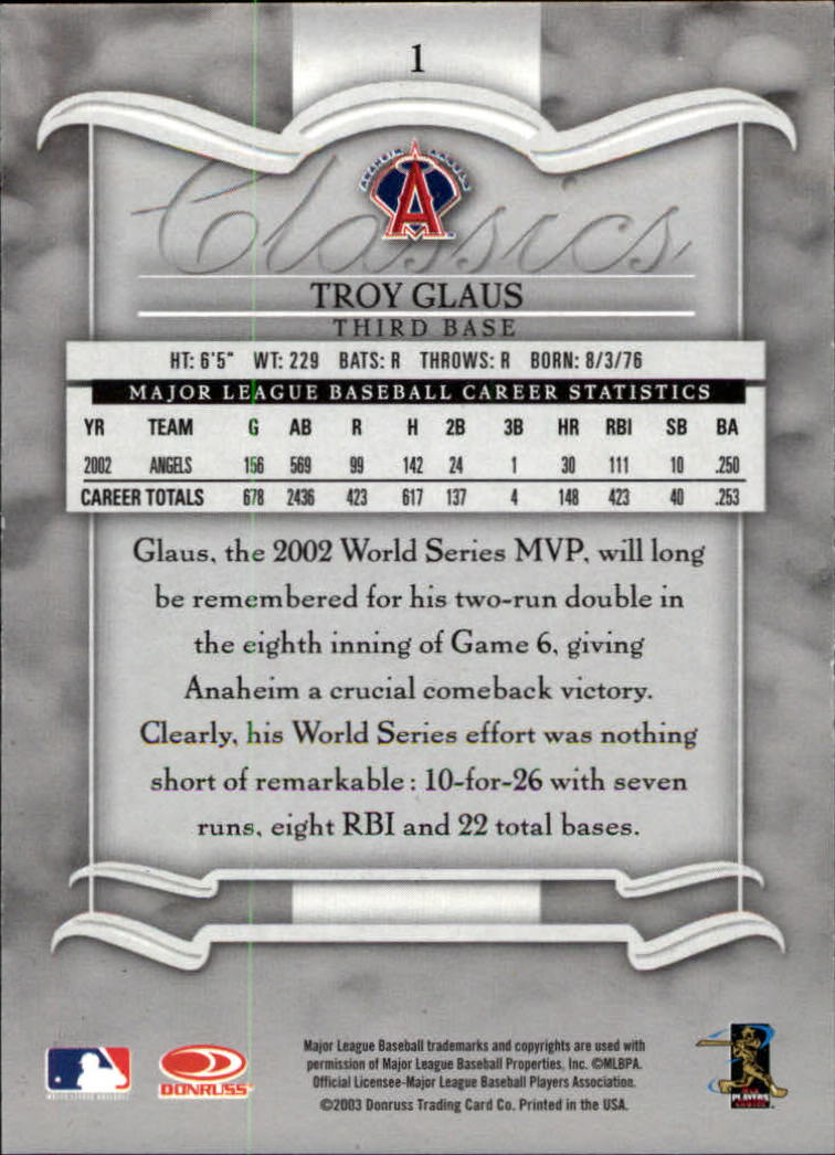 2003 Donruss Classics Baseball "Main Set" Cards #1 to #208 - Picture 3 of 227