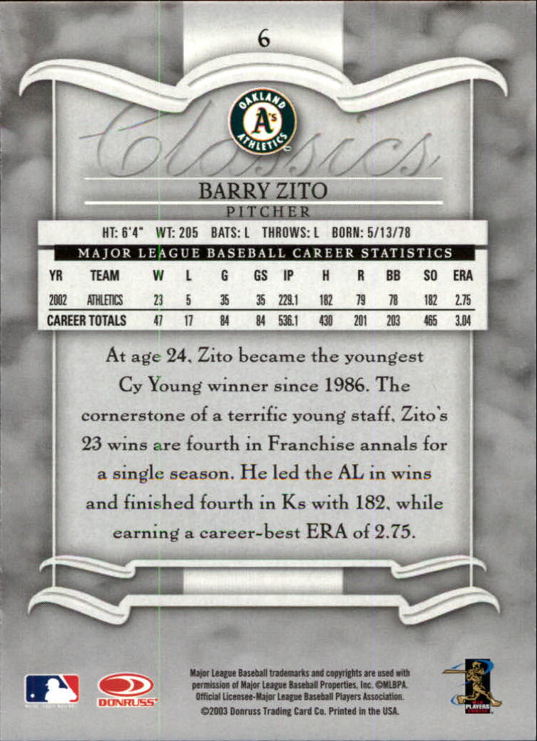 2003 Donruss Classics Baseball "Main Set" Cards #1 to #208 - Picture 13 of 227