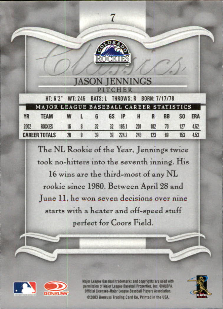 2003 Donruss Classics Baseball "Main Set" Cards #1 to #208 - Picture 15 of 227