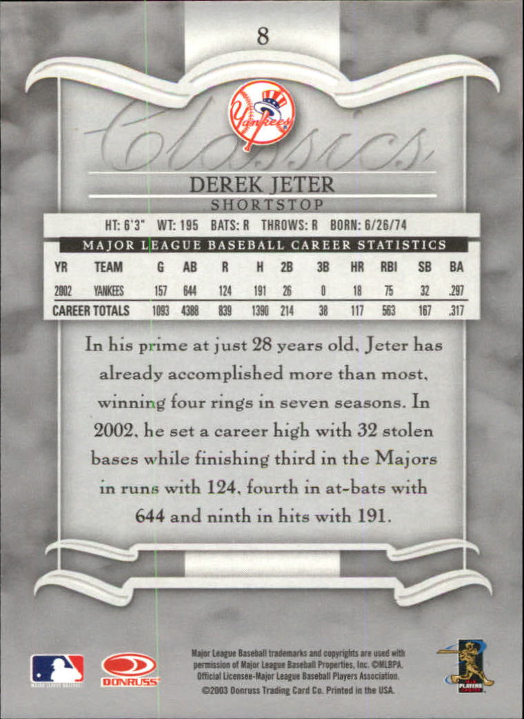 2003 Donruss Classics Baseball "Main Set" Cards #1 to #208 - Picture 17 of 227