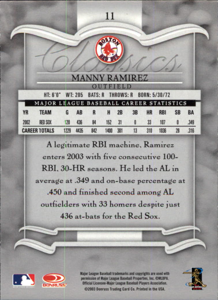 2003 Donruss Classics Baseball "Main Set" Cards #1 to #208 - Picture 23 of 227