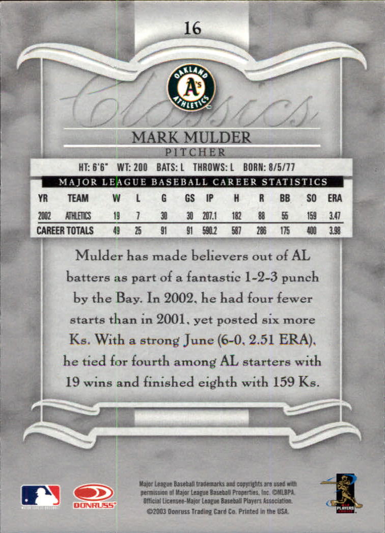 2003 Donruss Classics Baseball "Main Set" Cards #1 to #208 - Picture 33 of 227