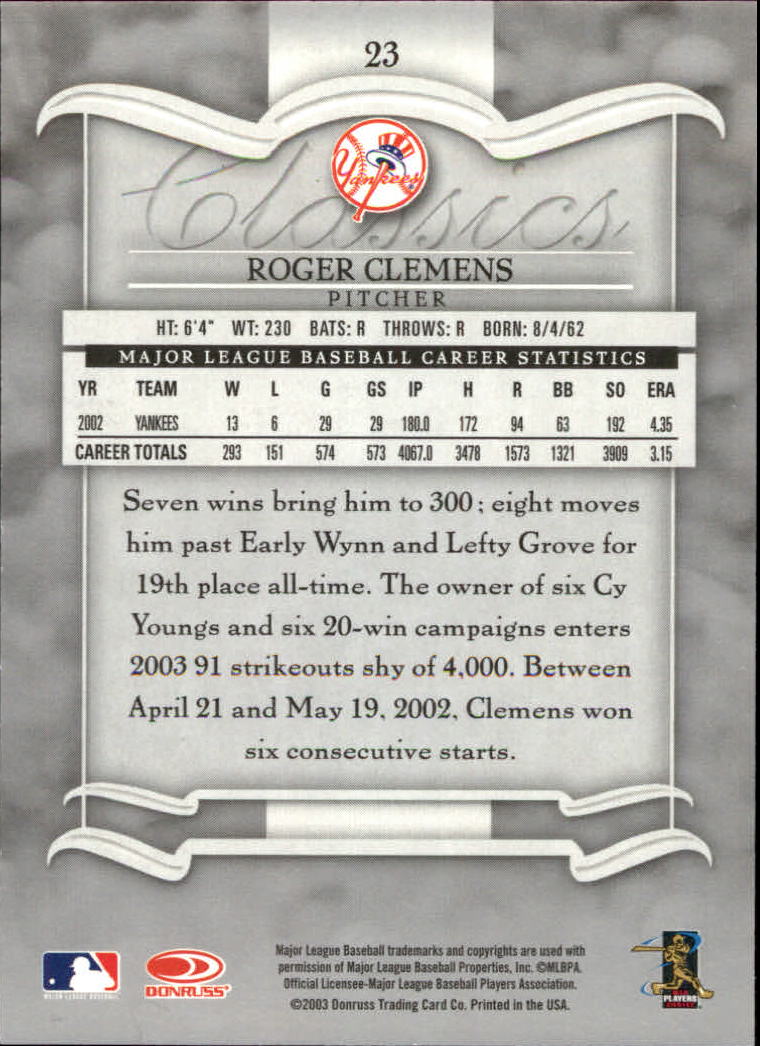 2003 Donruss Classics Baseball "Main Set" Cards #1 to #208 - Picture 47 of 227