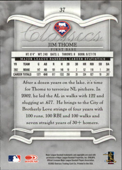 2003 Donruss Classics Baseball "Main Set" Cards #1 to #208 - Picture 75 of 227