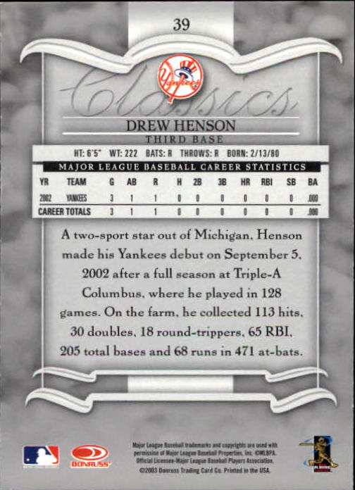 2003 Donruss Classics Baseball "Main Set" Cards #1 to #208 - Picture 79 of 227