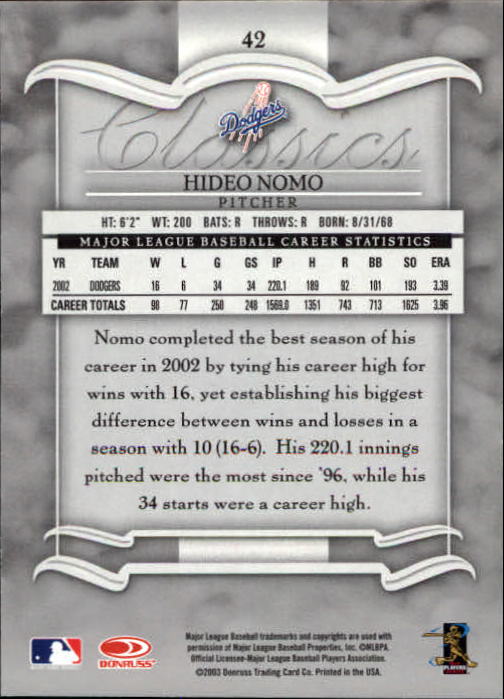 2003 Donruss Classics Baseball "Main Set" Cards #1 to #208 - Picture 85 of 227