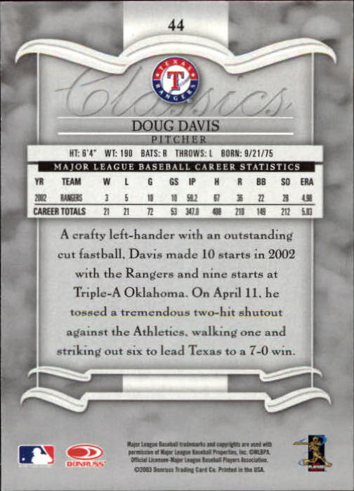 2003 Donruss Classics Baseball "Main Set" Cards #1 to #208 - Picture 89 of 227