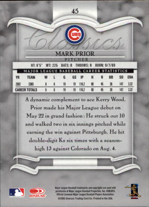 2003 Donruss Classics Baseball "Main Set" Cards #1 to #208 - Picture 91 of 227