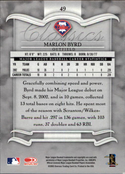2003 Donruss Classics Baseball "Main Set" Cards #1 to #208 - Picture 99 of 227