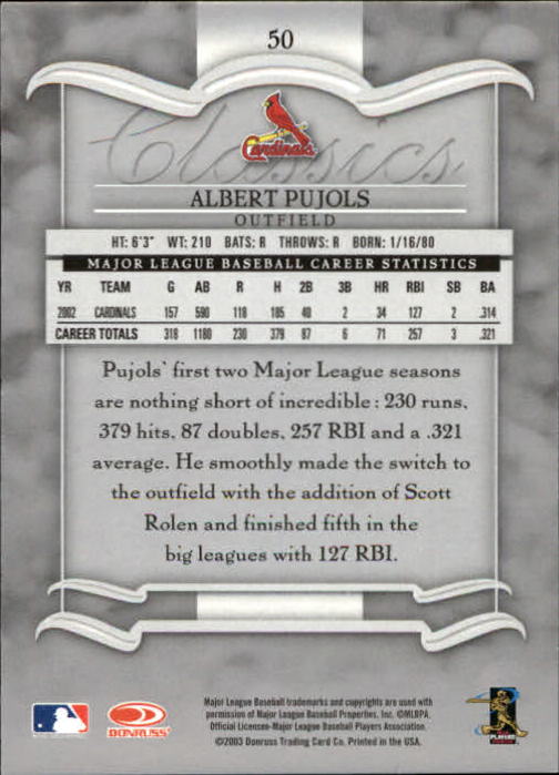 2003 Donruss Classics Baseball "Main Set" Cards #1 to #208 - Picture 101 of 227